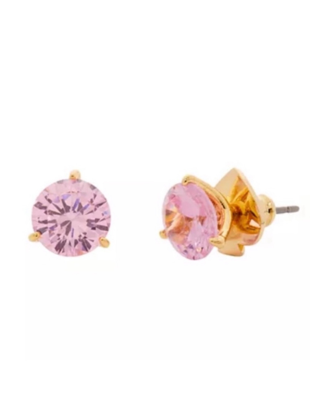 Pink Crystal Stud Earrings in Gold-Tone Prong Setting